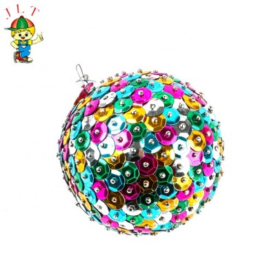 Glass christmas ball with fancy sequin decoration glass ball ornament christmas sequin foam ball