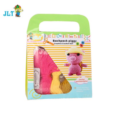 Handmade DIY plush doll knit crochet animal pink pig toys