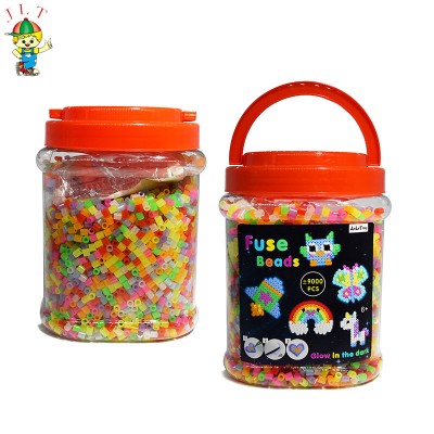 DIY 5mm plastic children's intellectual development puzzle toy 9000 pcs eight-color luminous fuse beads